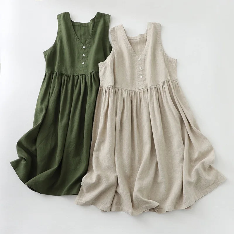 Mira Sleeveless Linen Dress