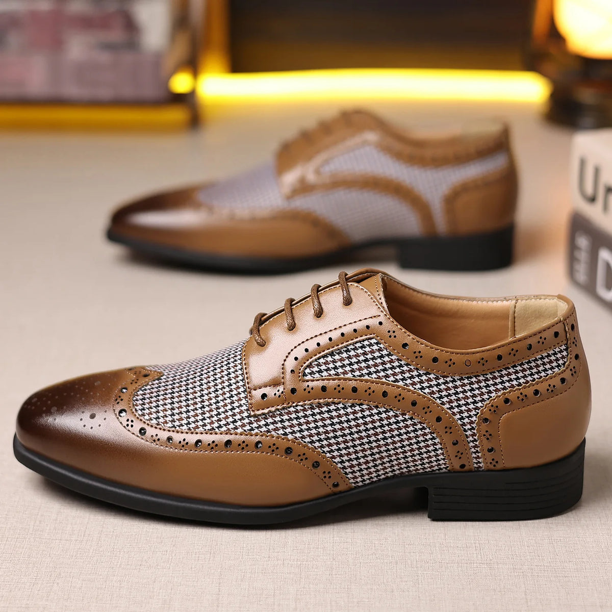 Preston Houndstooth Leather Oxfords
