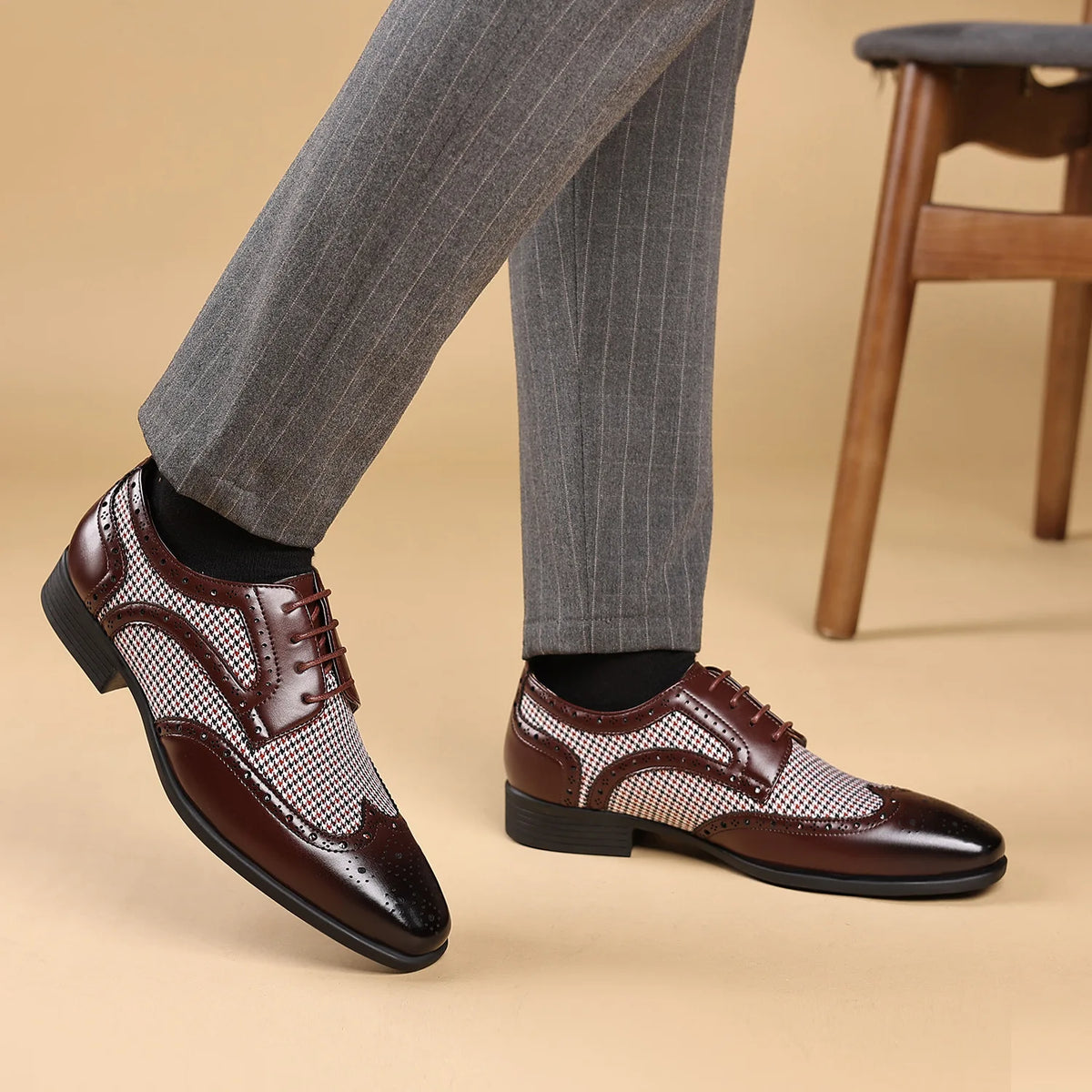 Preston Houndstooth Leather Oxfords