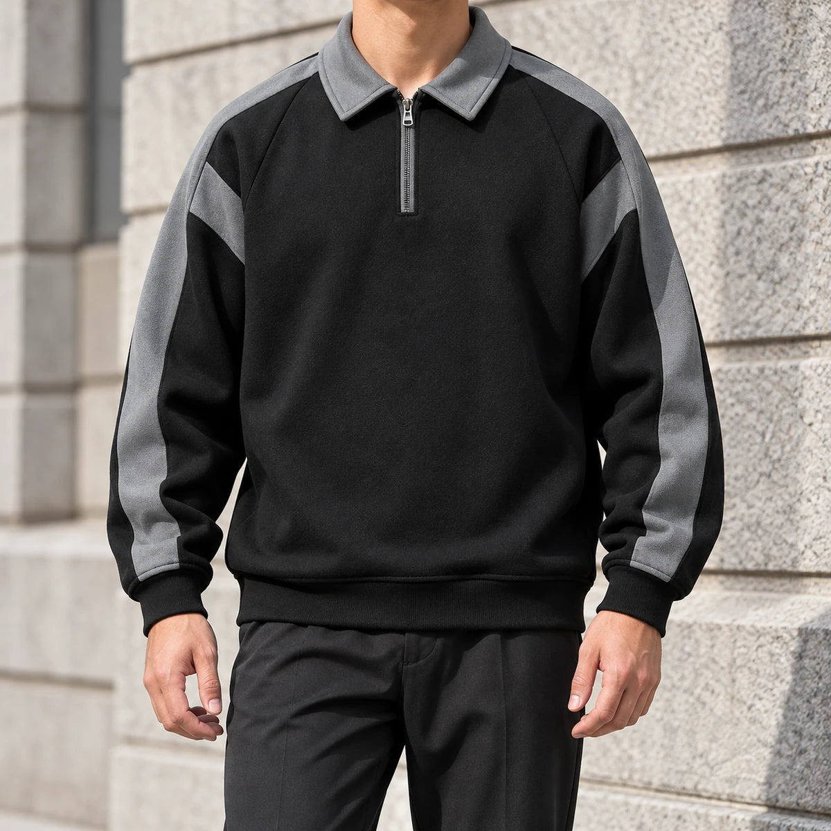 Knit Polo | Abel - Black - lifestyle