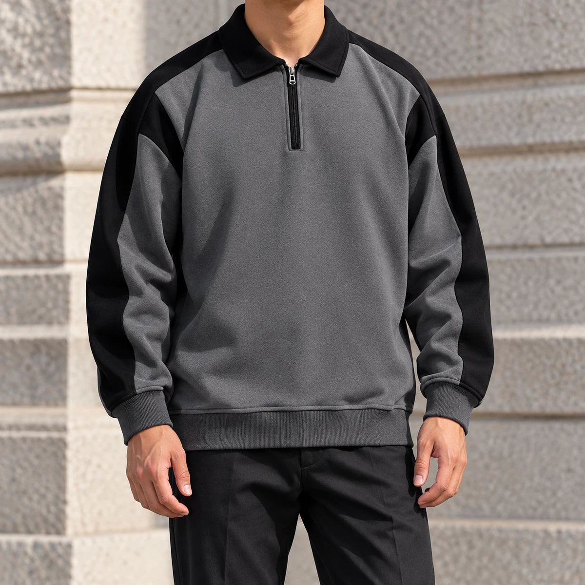 Knit Polo | Abel - Gray - lifestyle