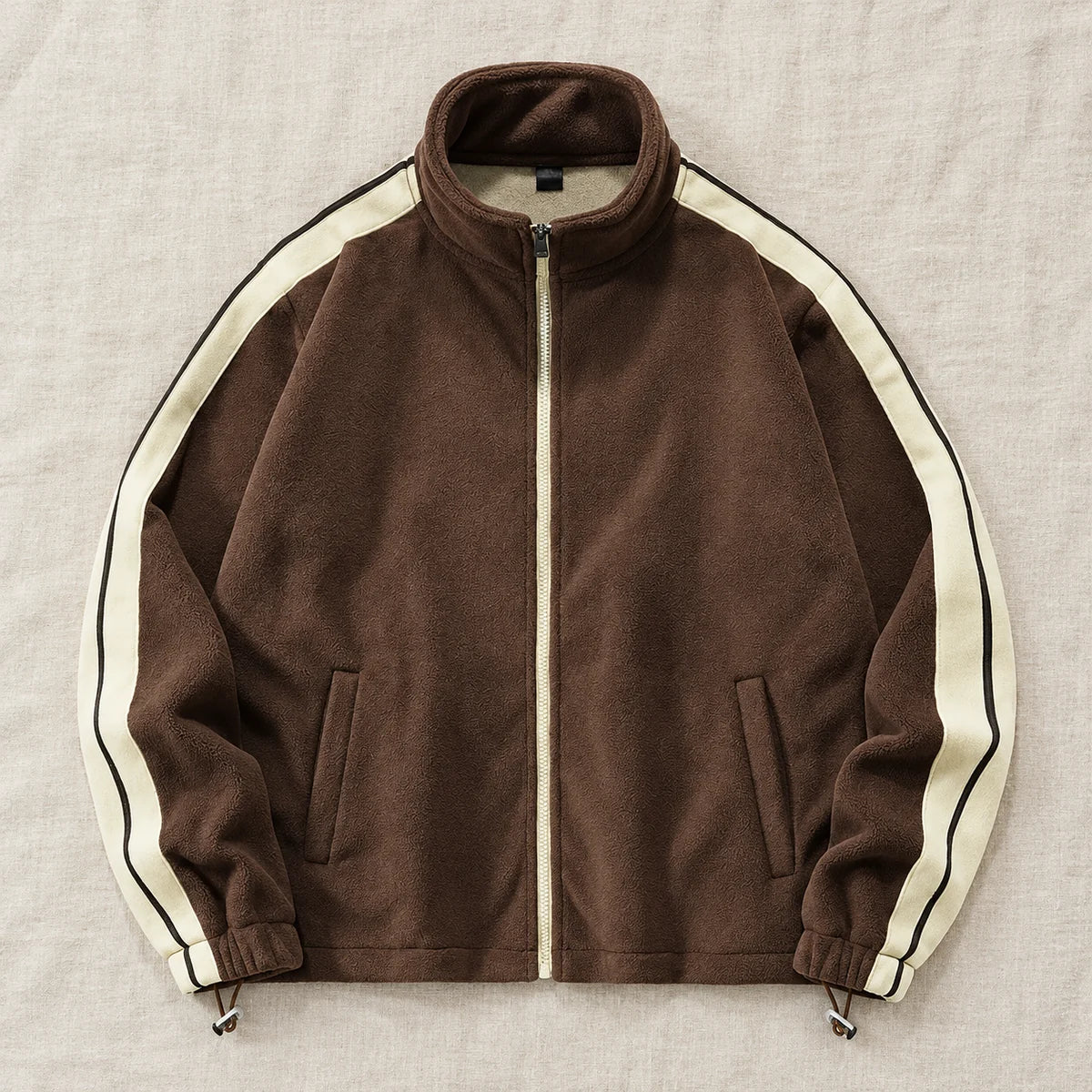 Fleece Jacket | Aldric - Brown - flatlay