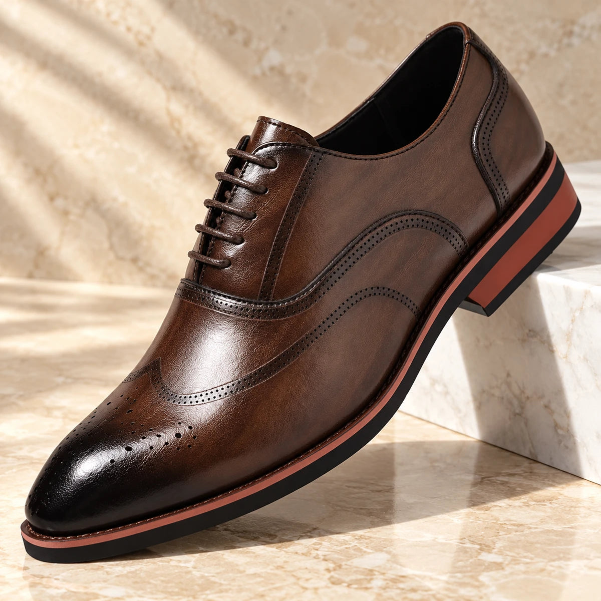 Cowhide Leather Dress Shoes | August Brown primary