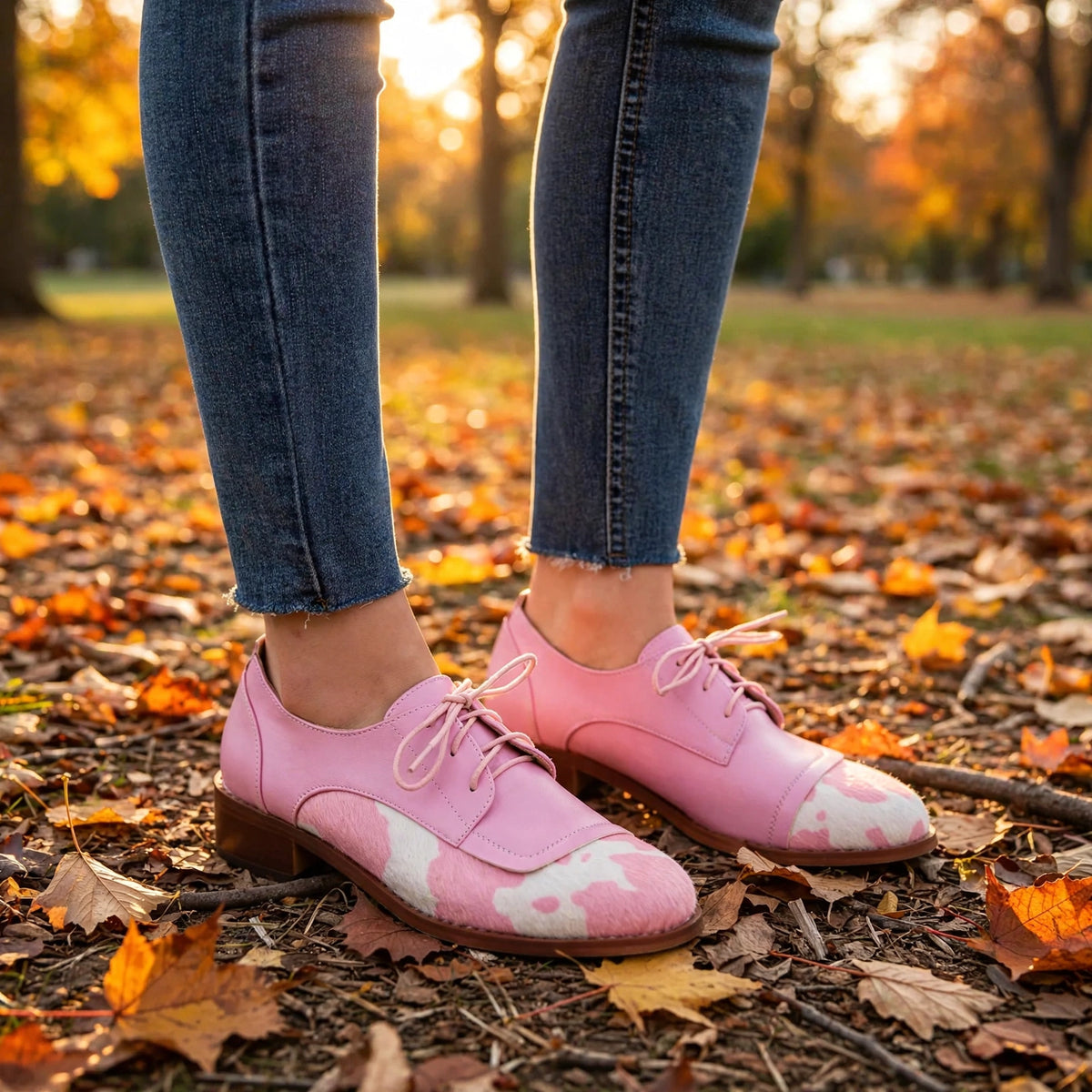Piper Cow Print Oxfords
