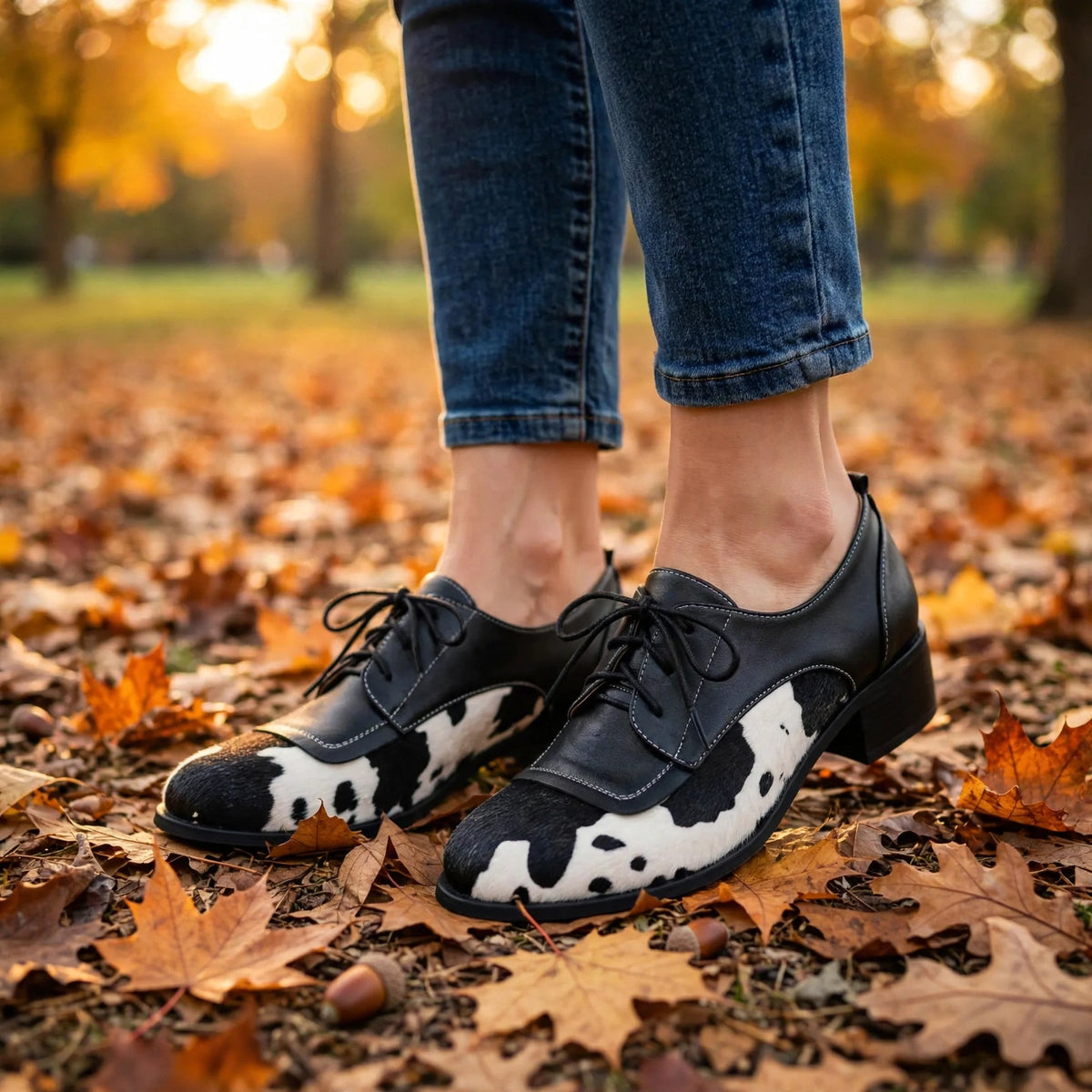 Piper Cow Print Oxfords
