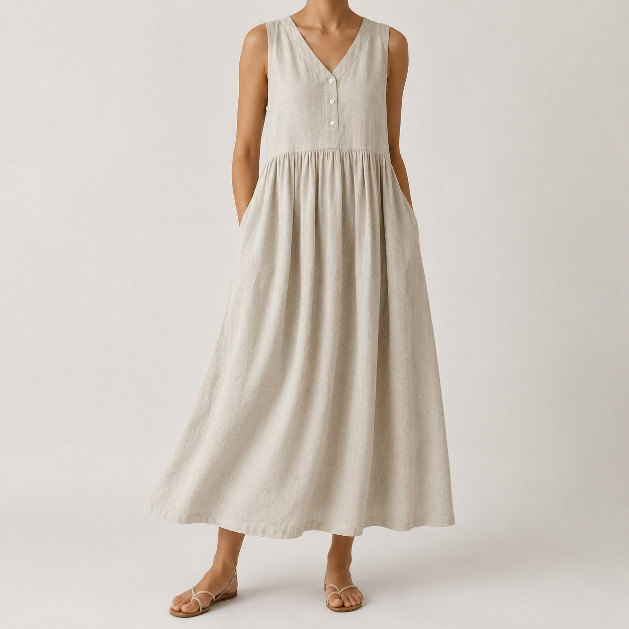 Mira Sleeveless Linen Dress