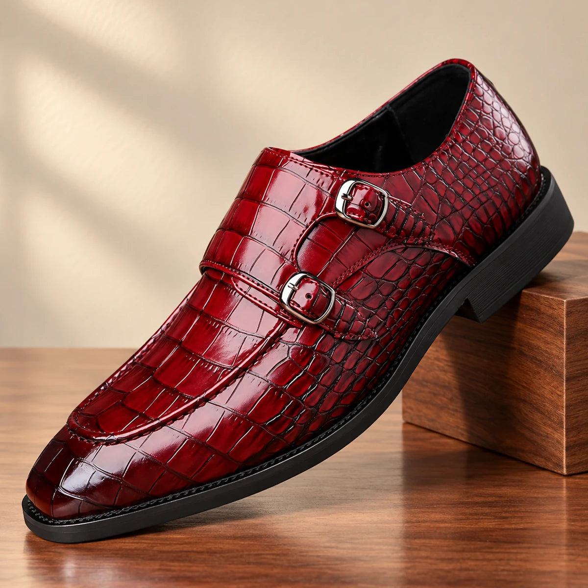 Cowhide Leather Shoes | Benedict Red 1 primary