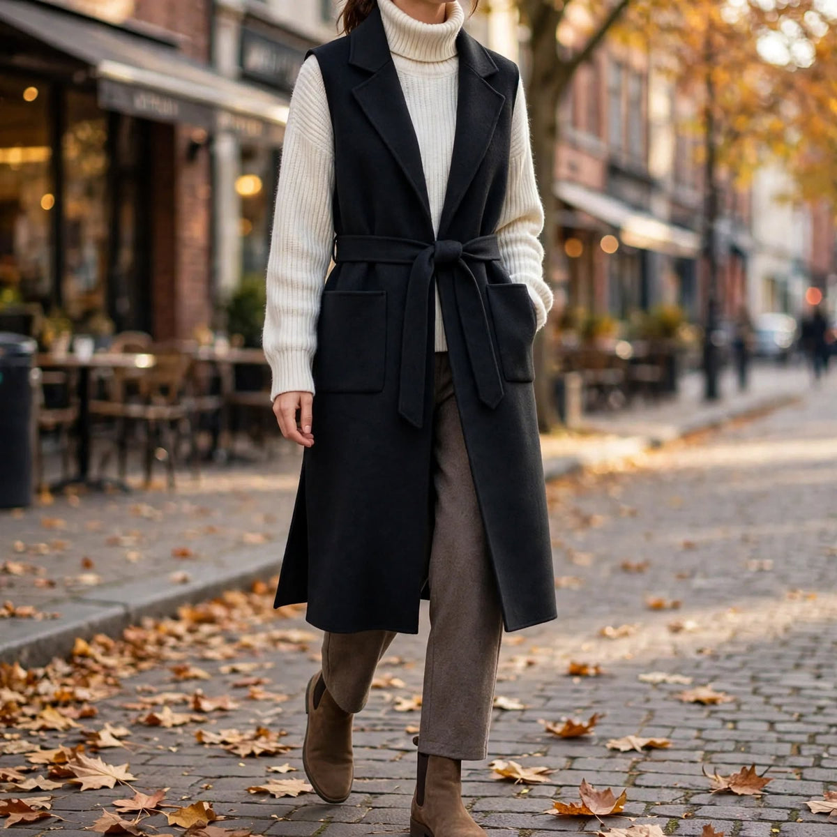 Quinn Belted Wool Vest
