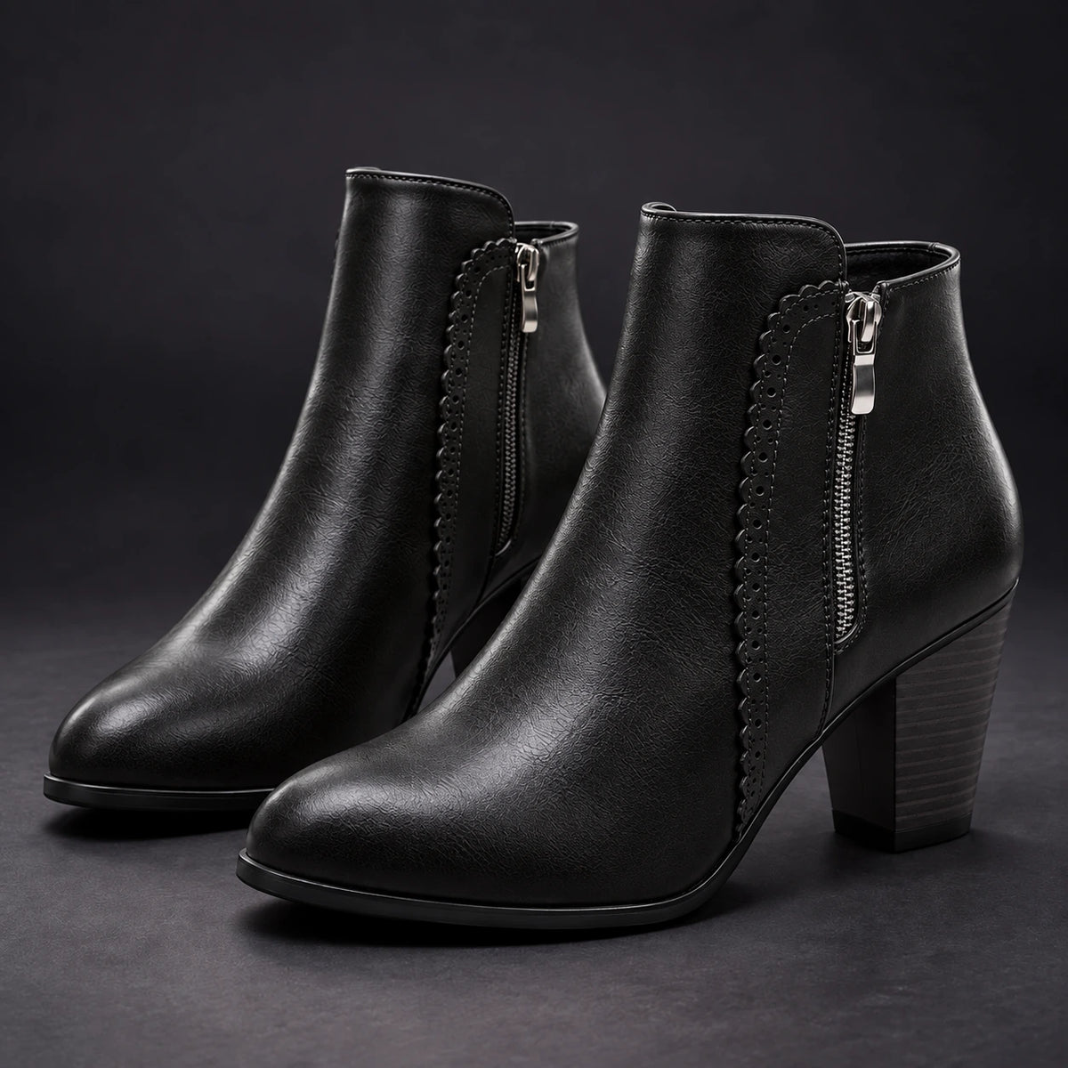 Block Heel Ankle Boots Verona Black main pair view