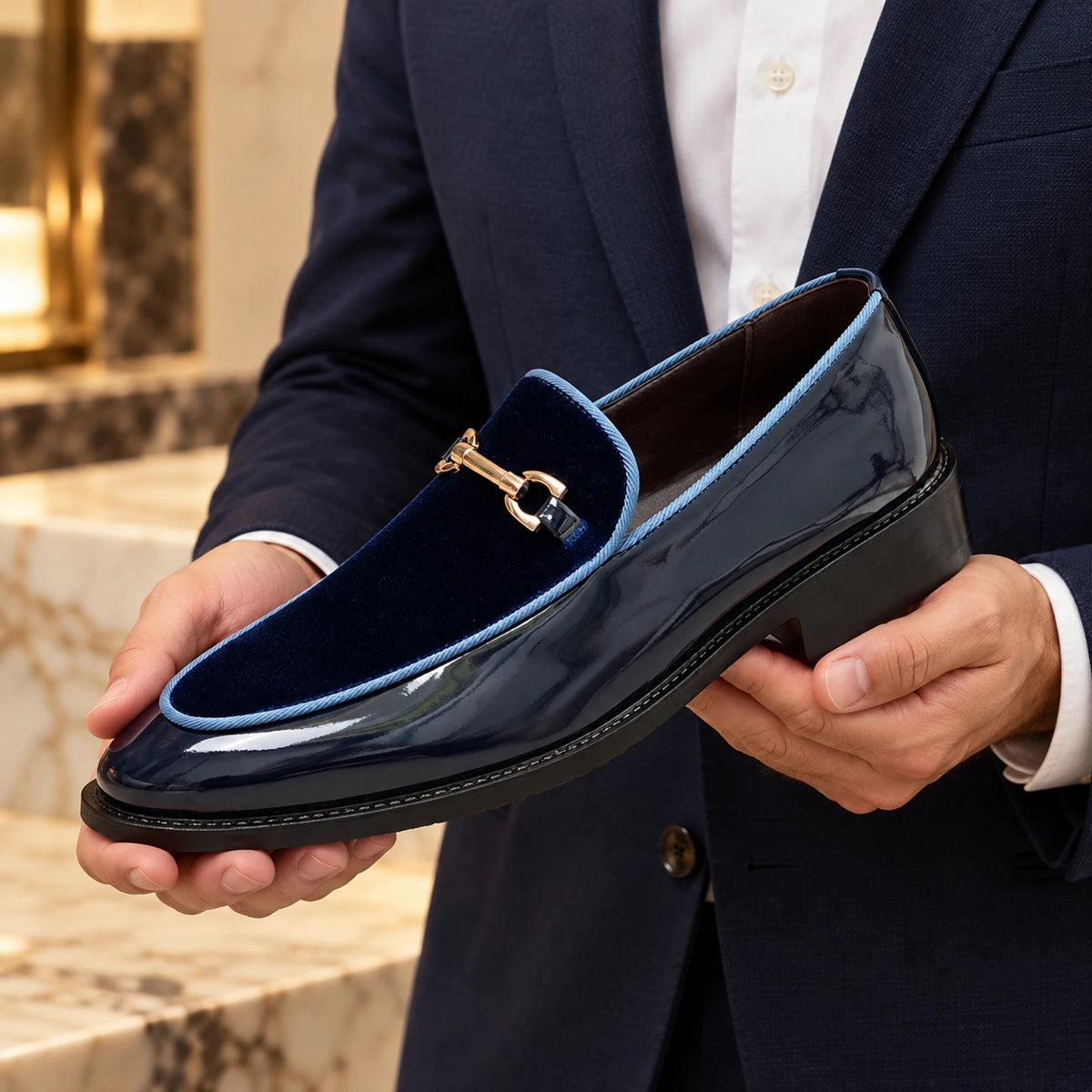Hugh Loafers Blue handheld