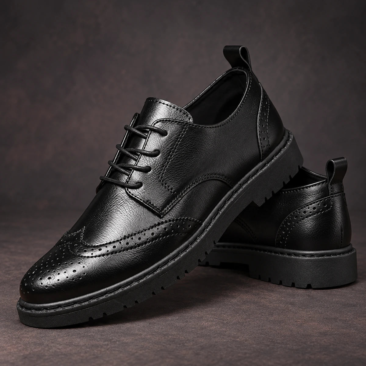 Leather Derbies | Audric Black stacked pair
