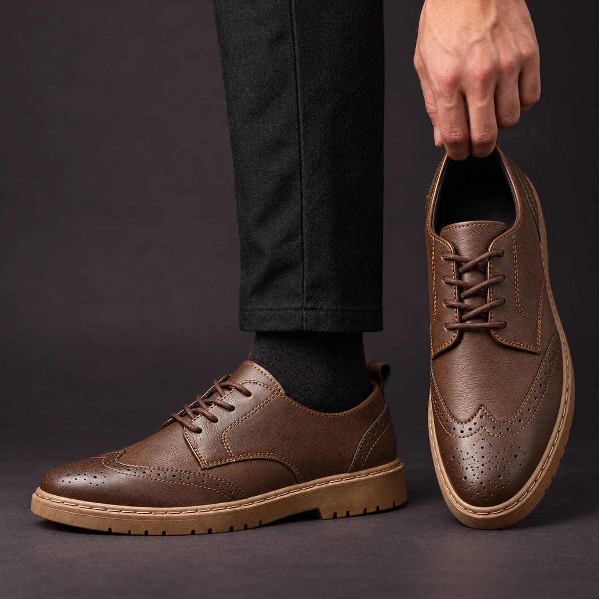 Leather Derbies | Audric Brown model handheld