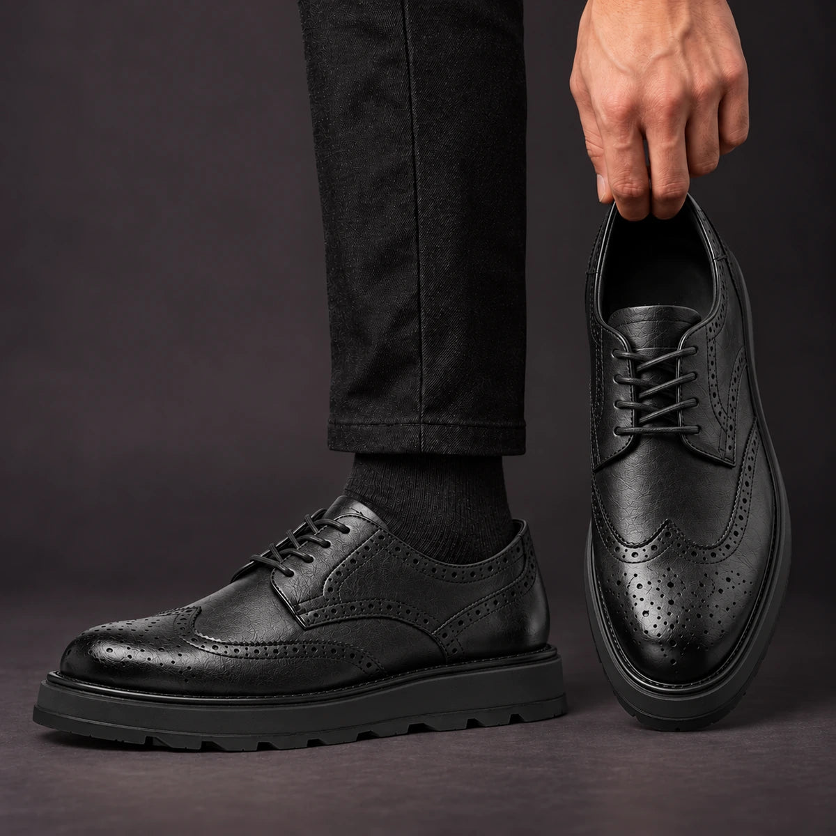 Leather Derbies | Wilfred Black model handheld
