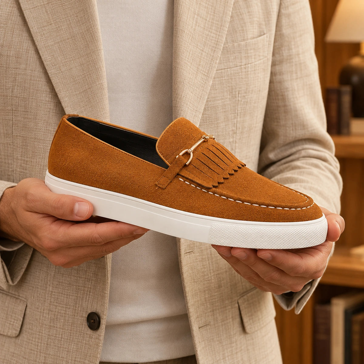 Genuine Suede Loafers | Henrik Brown handheld