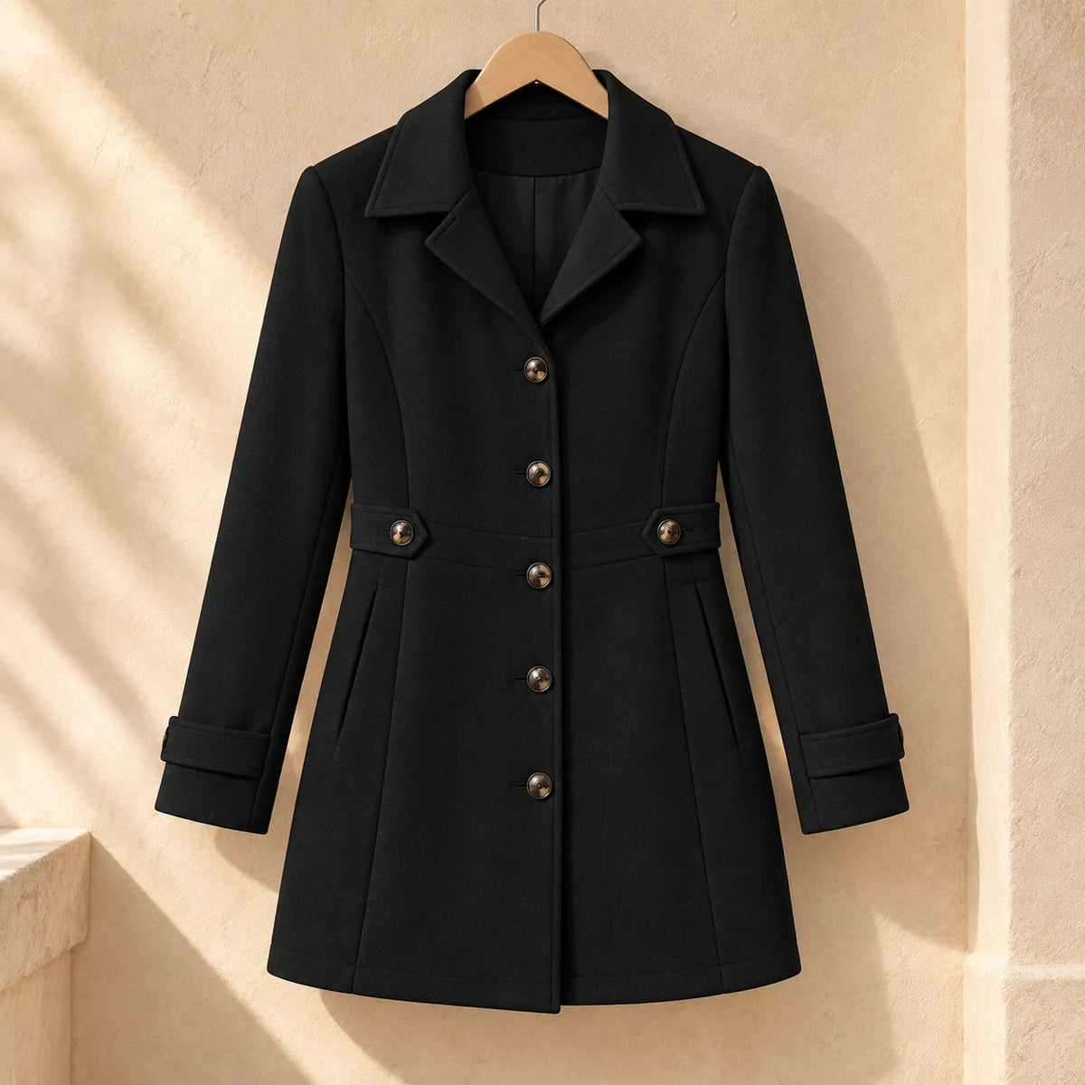 Cecilia Coat Black hanging view