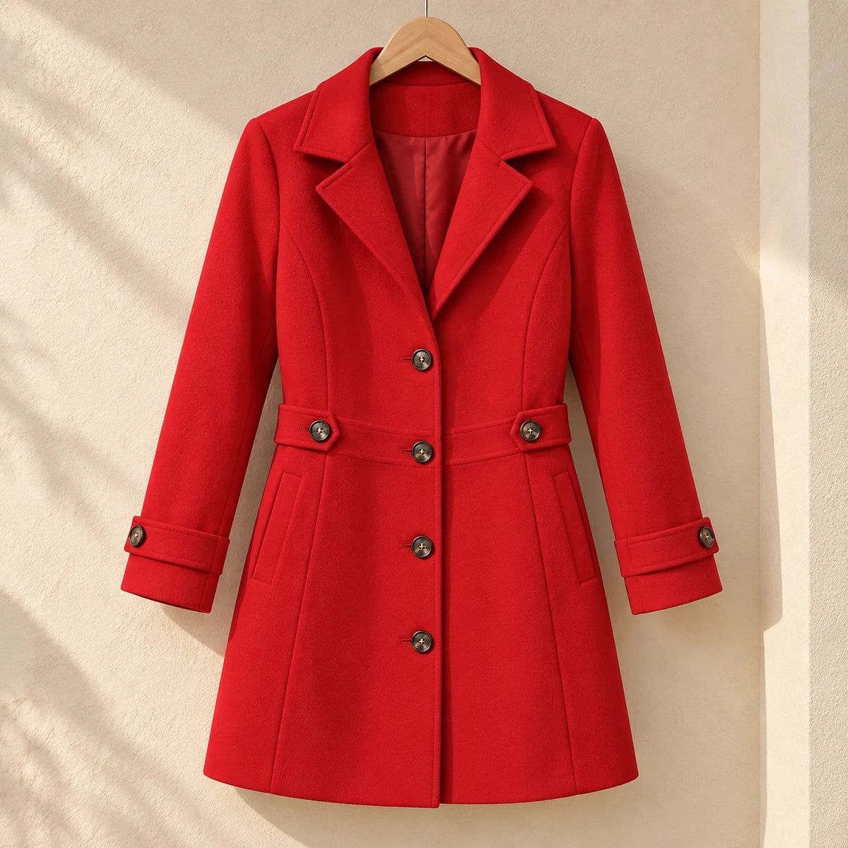 Cecilia Coat Red hanging view