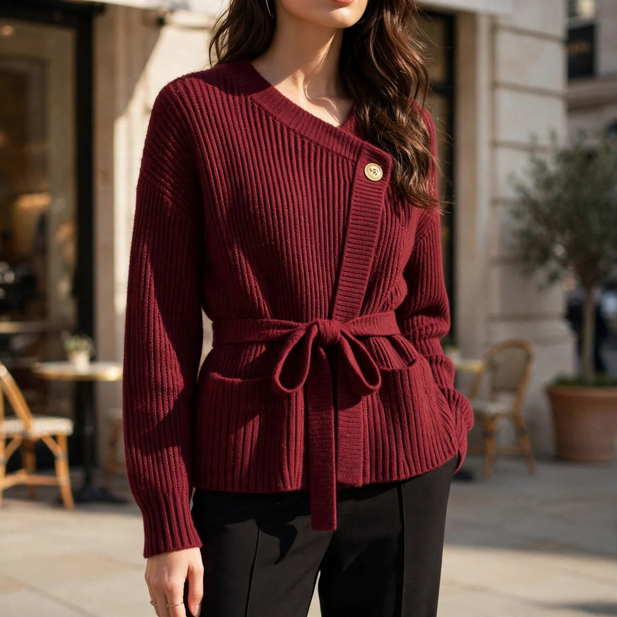Vivienne Ribbed Wrap Cardigan