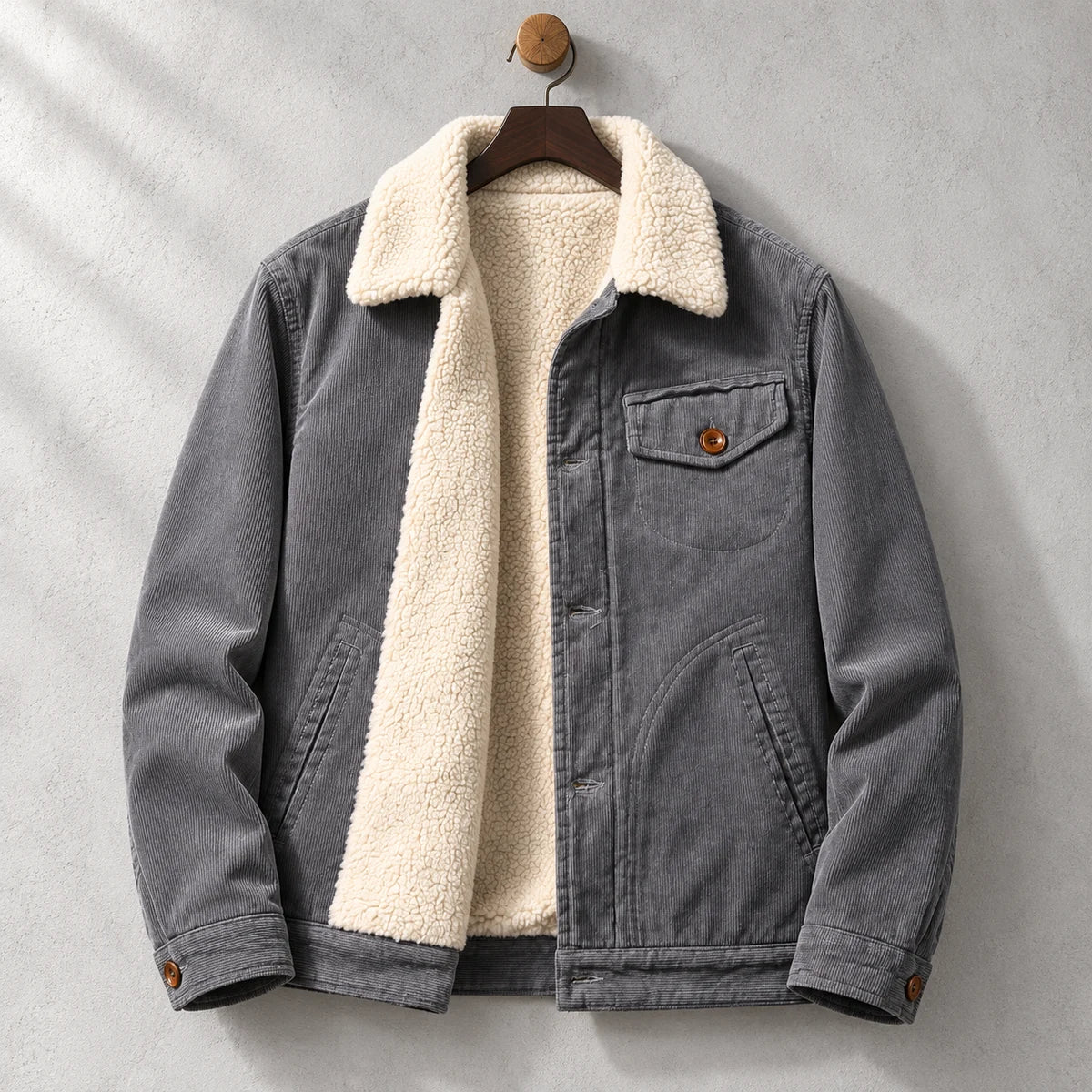 Corduroy Jacket | Alaric Gray sculpted hanger front