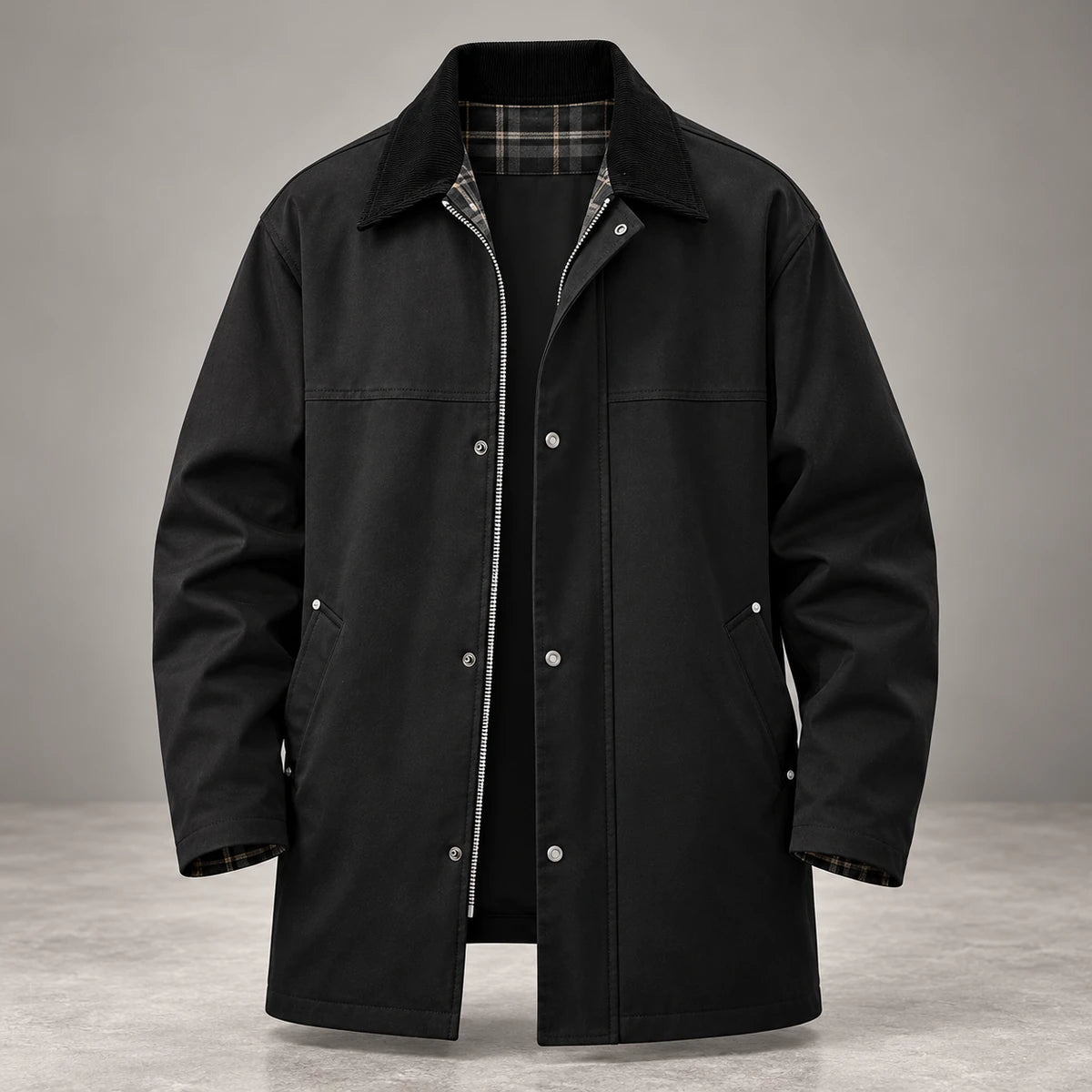 Corentin Jacket Black sculpted studio front