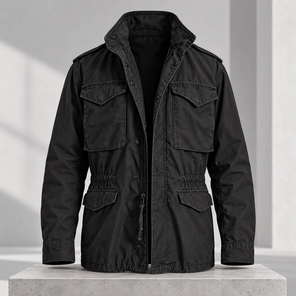 Cotton Blend Jacket | Lorcan Black sculpted front