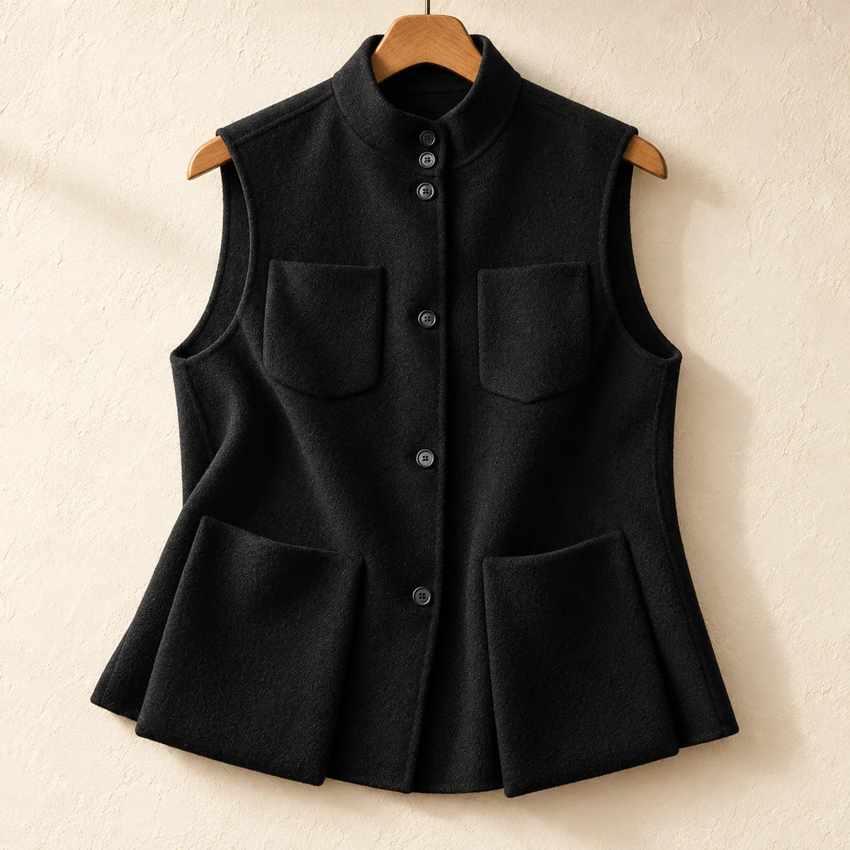 Cotton Blend Vest | Clarissa Black front