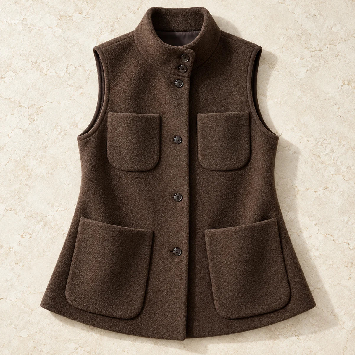 Cotton Blend Vest | Clarissa Brown flatlay