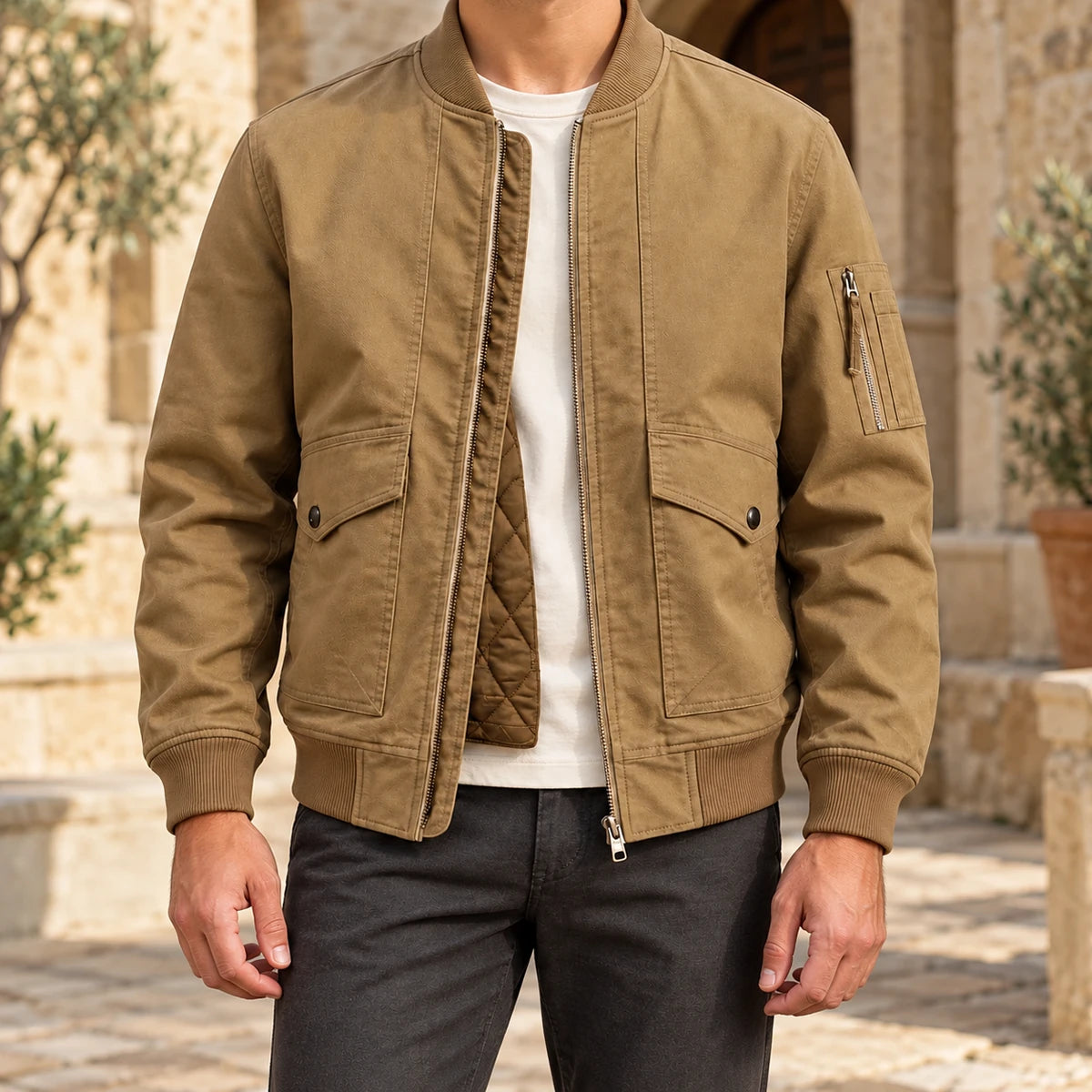 Cotton Jacket | Aksel Camel model
