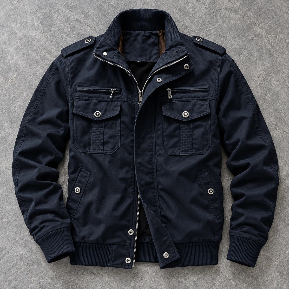 Cotton Jacket | Bertram Blue overhead coolstone flatlay