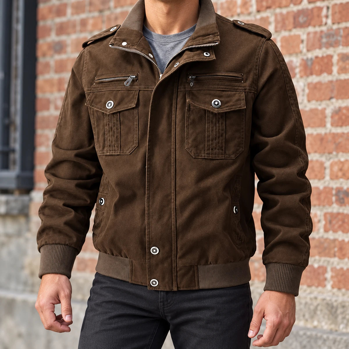Cotton Jacket | Bertram Brown model brick front