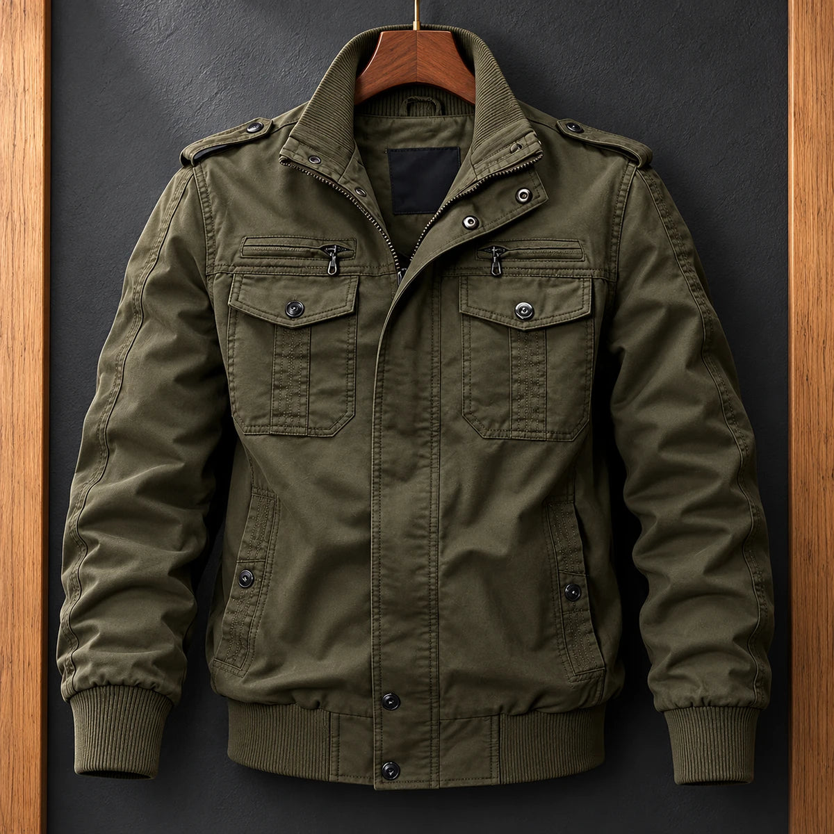 Cotton Jacket | Bertram Green hanger walnut front