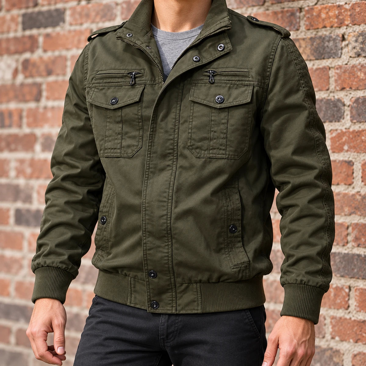Cotton Jacket | Bertram Green model brick front