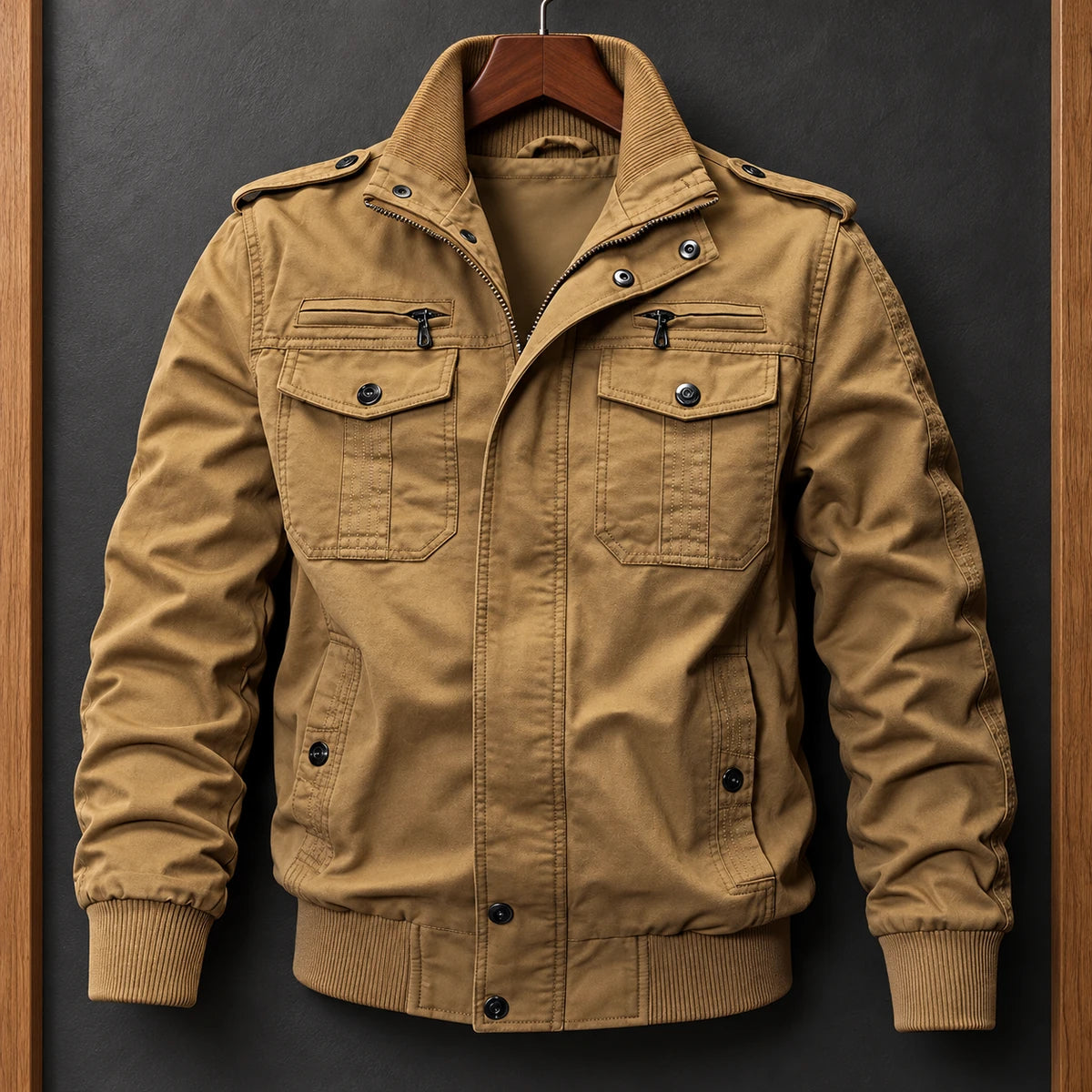 Cotton Jacket | Bertram Tan hanger walnut front