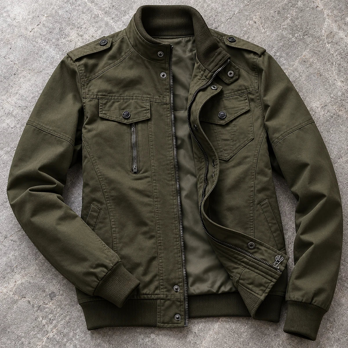 Cotton Jacket | Mael Green overhead flatlay