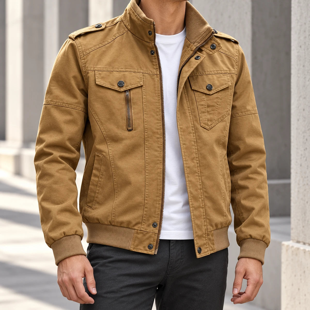 Cotton Jacket | Mael Khaki model worn
