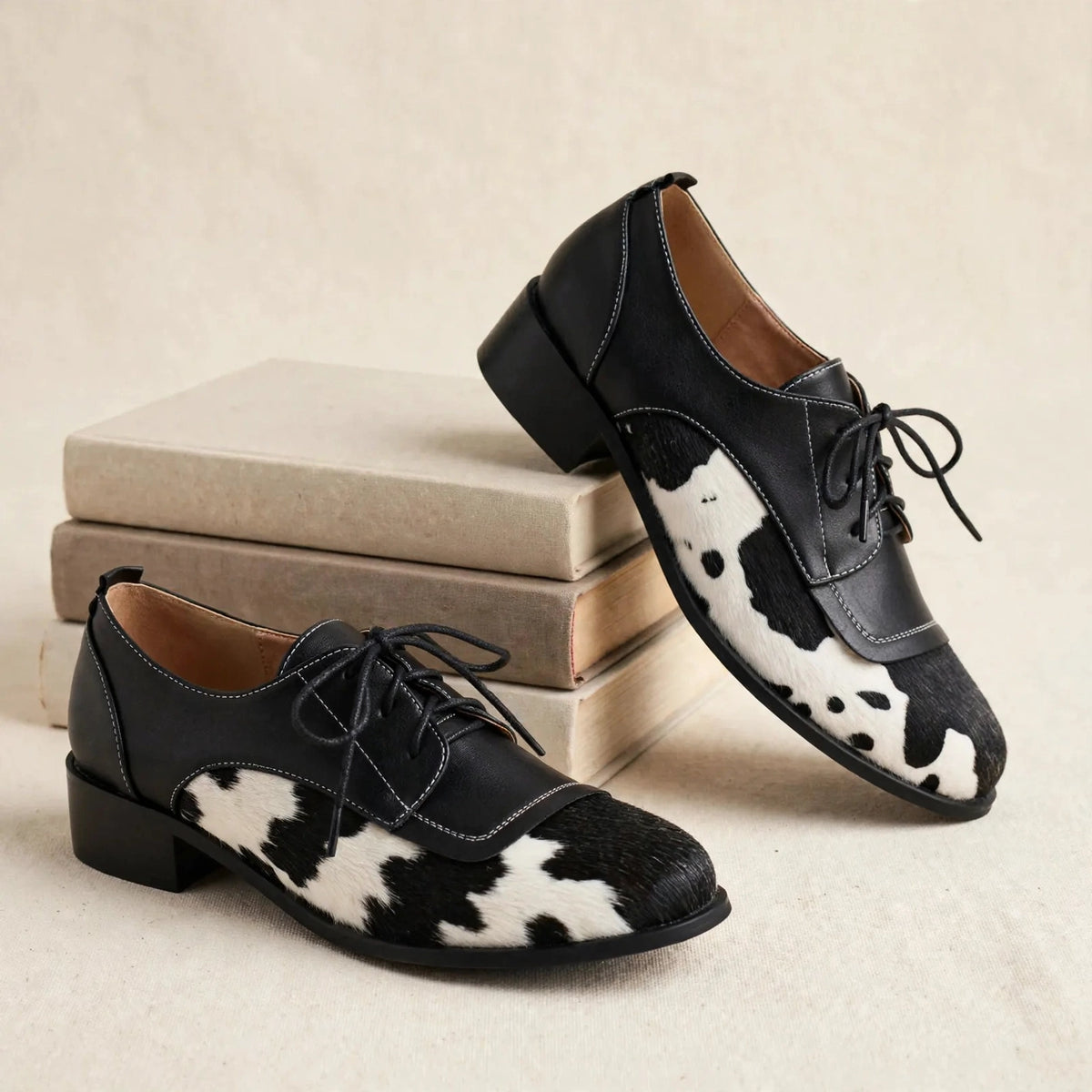 Piper Cow Print Oxfords