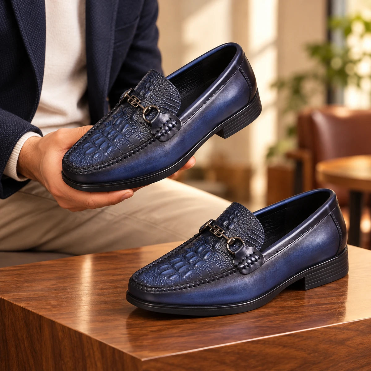 Cowhide Leather Loafers | Roland Blue handheld