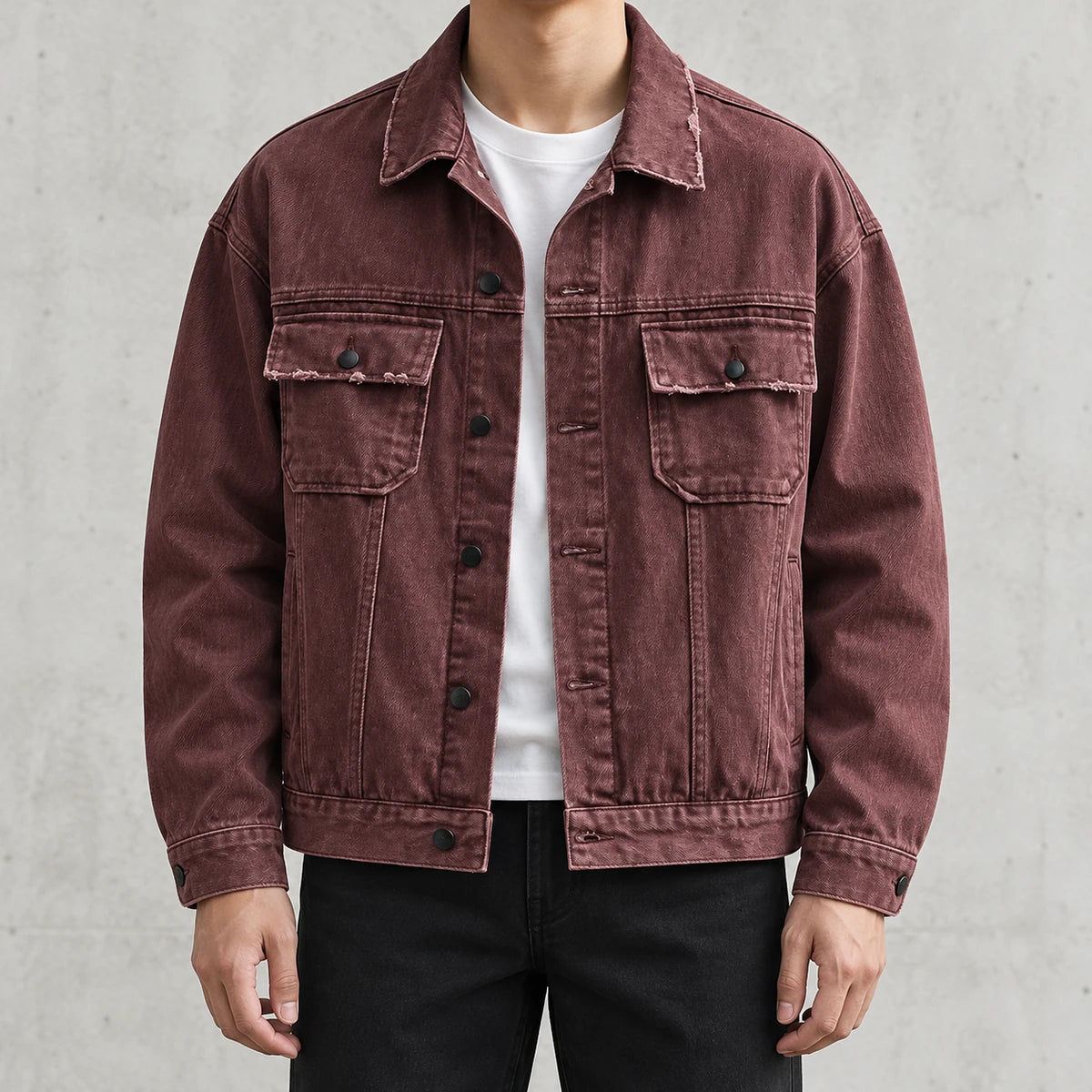 Denim Jacket | Malachy Red model worn