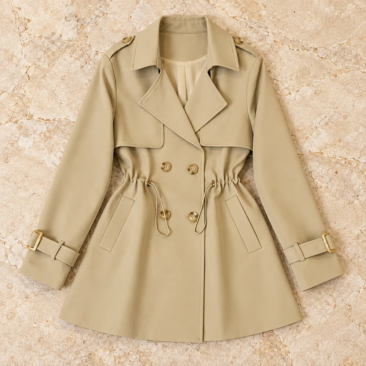 Broadcloth Trench Coat | Willa Beige flatlay