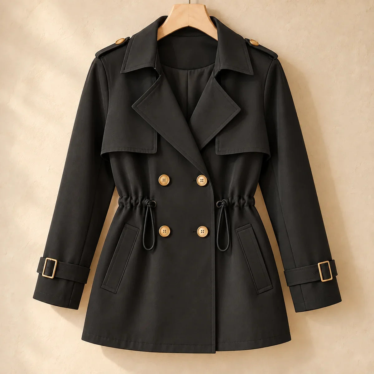 Broadcloth Trench Coat | Willa Black front