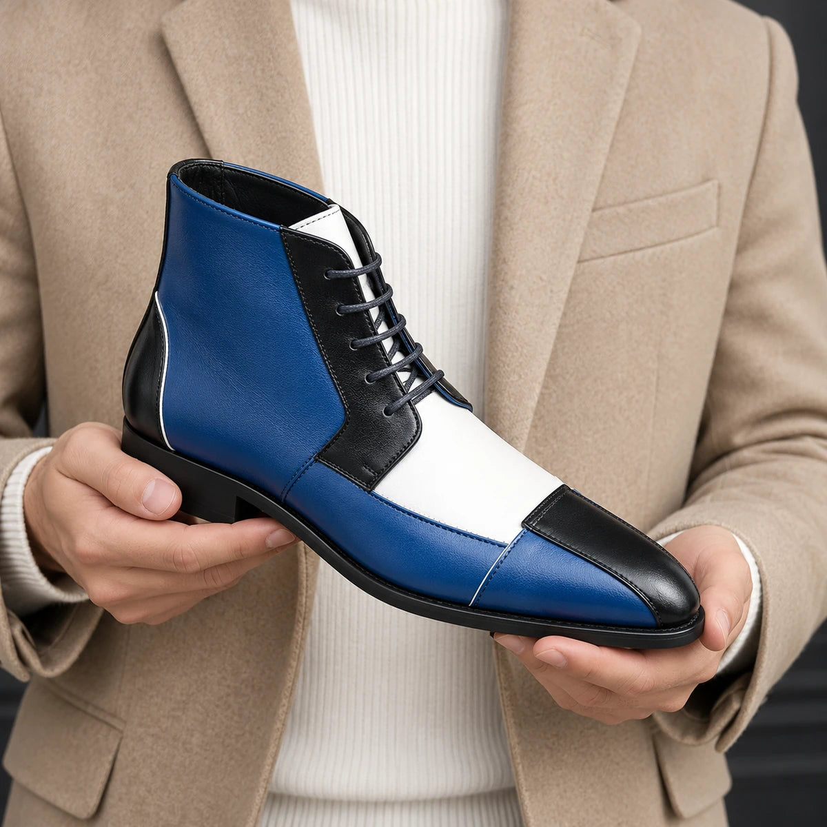 Faux Leather Boots | Edwin Blue 1 handheld