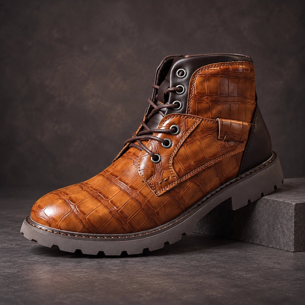 Leather Boots | Arne Tan diagonal pedestal