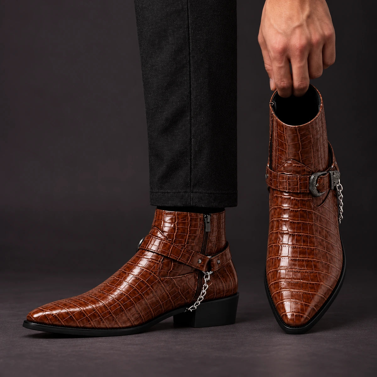 Leather Boots | Yannick Brown model handheld