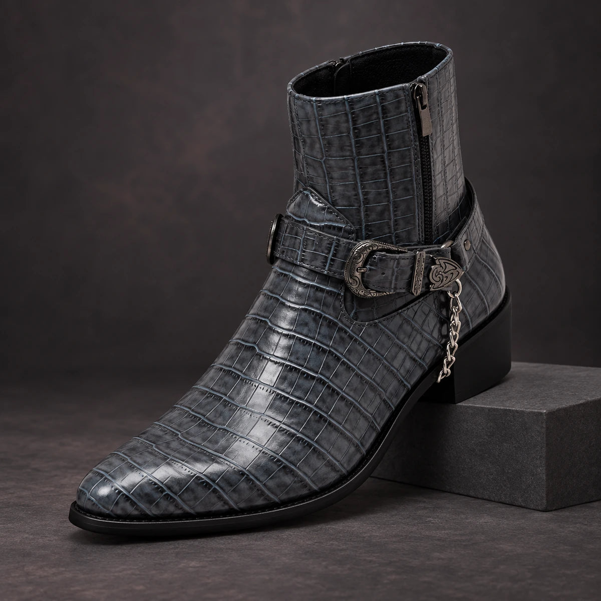 Leather Boots | Yannick Gray diagonal pedestal