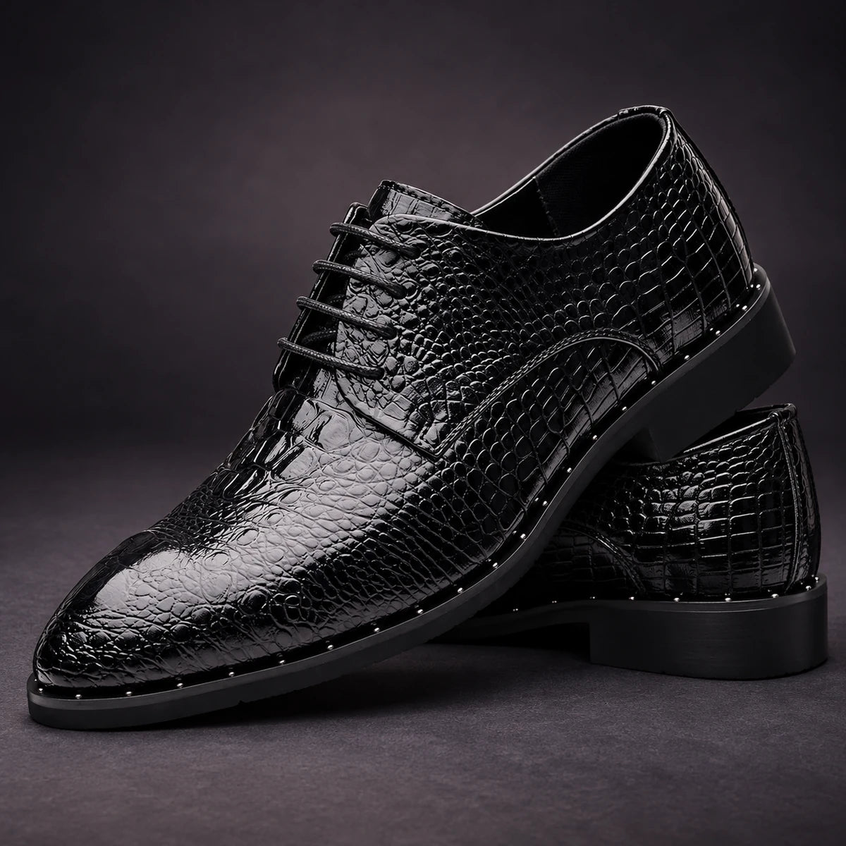 Leather Shoes | Leif Black stacked pair