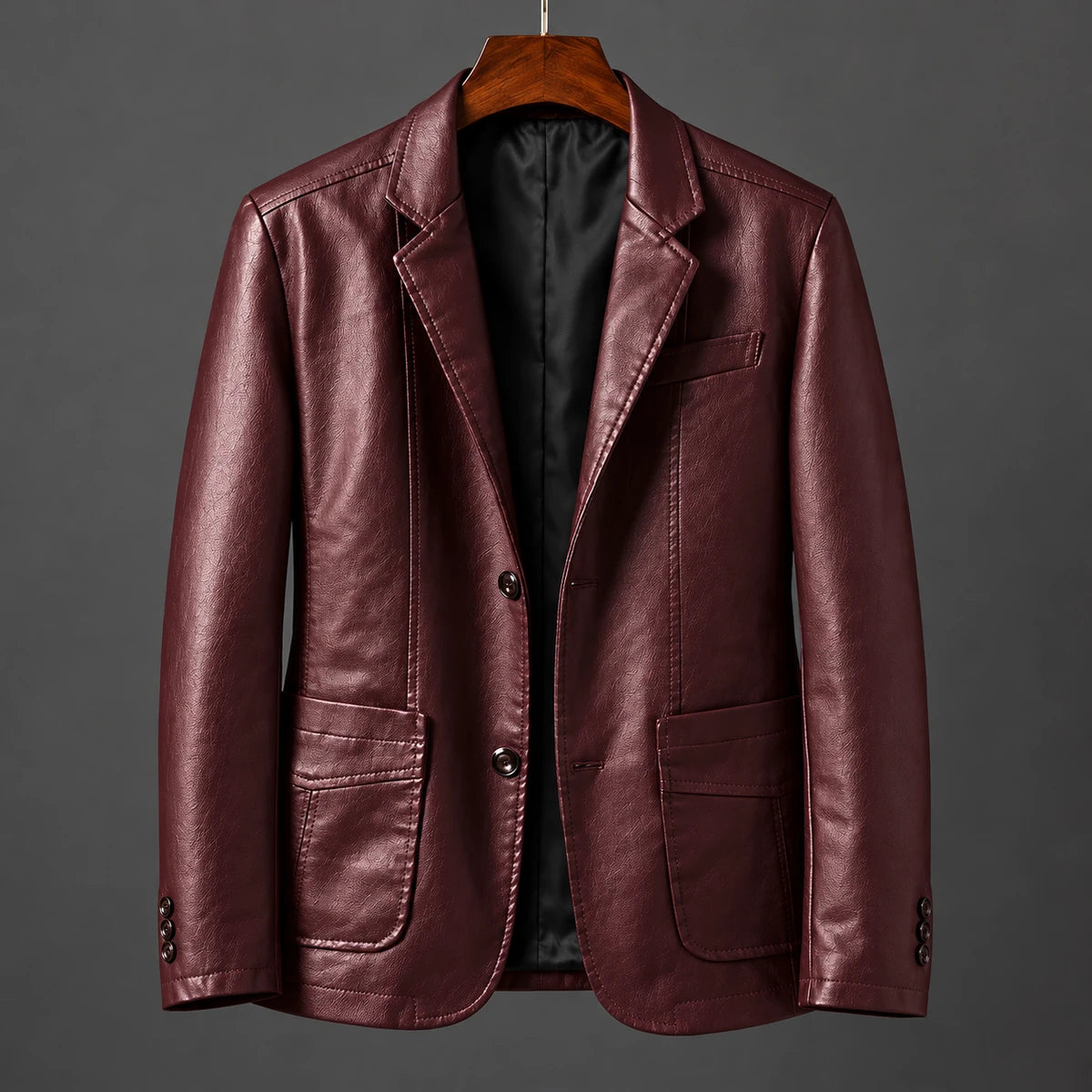 Faux Leather Blazer | Ansgar Red hanger studio front