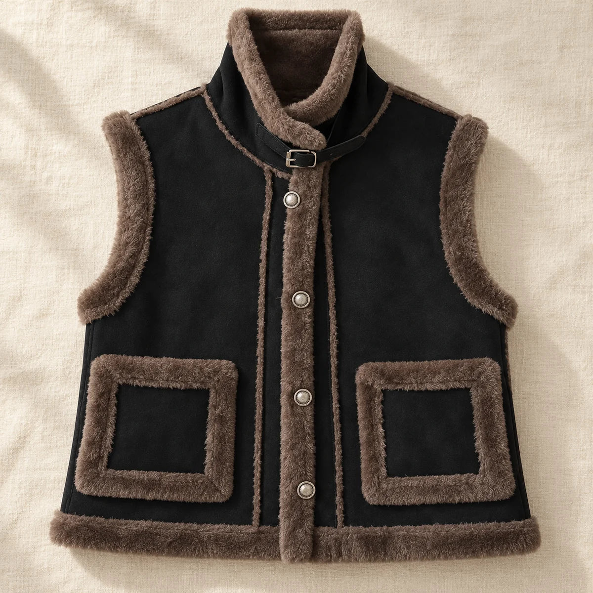 Fleece Vest | Amelie Black flatlay