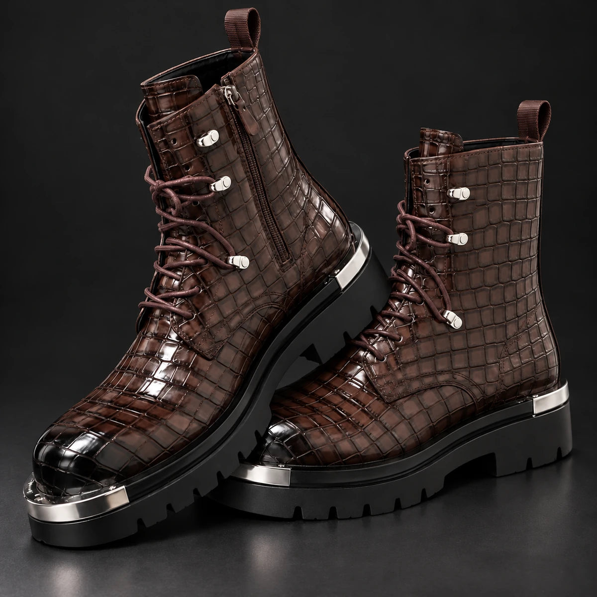 Genuine Leather Boots | Auberon Brown stacked pair