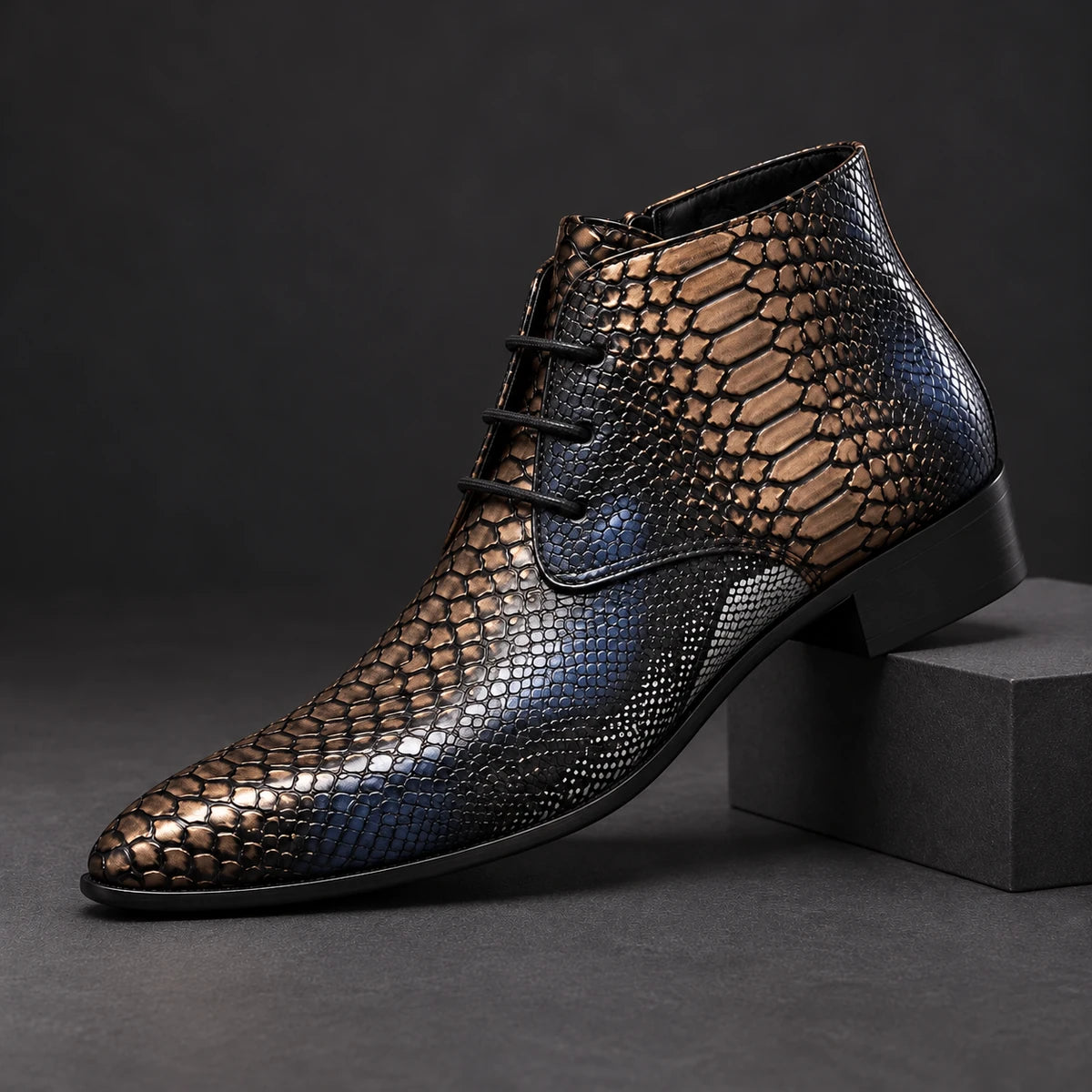 Genuine Leather Boots | Bastian Brown diagonal pedestal