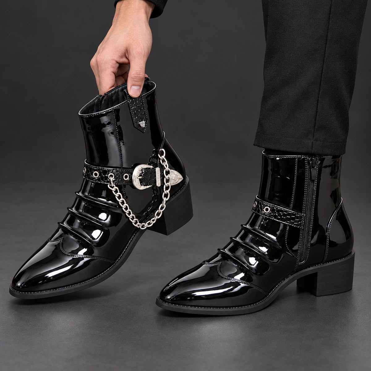 Genuine Leather Boots | Emrys Black model handheld