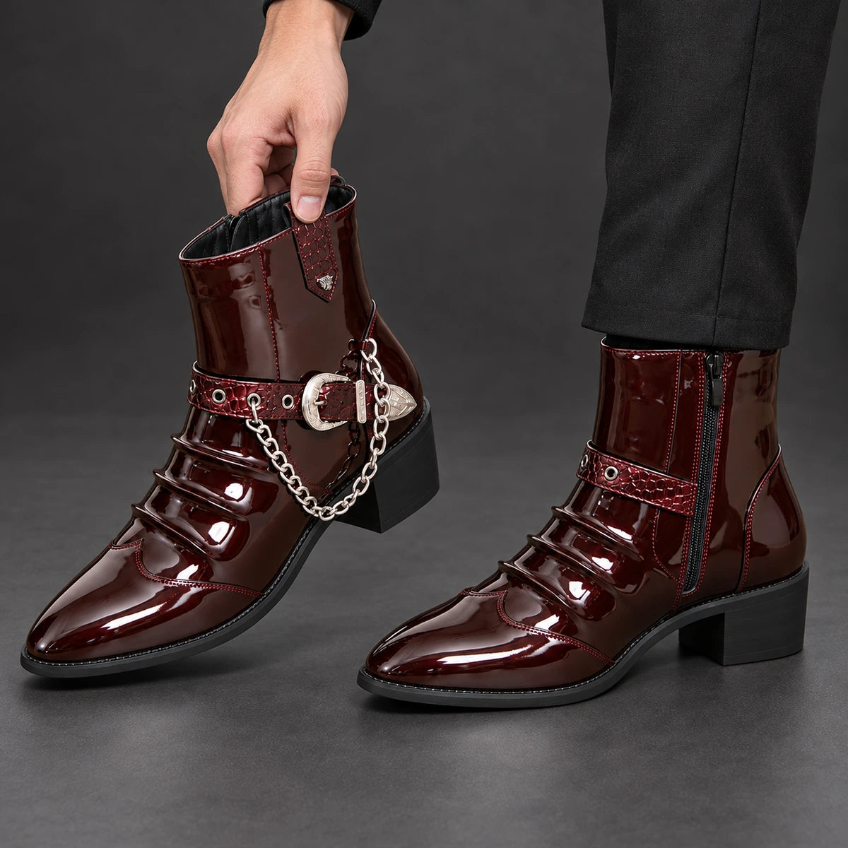Genuine Leather Boots | Emrys Red model handheld